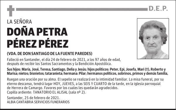 DOÑA PETRA PÉREZ PÉREZ