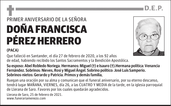 DOÑA FRANCISCA PÉREZ HERRERO