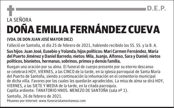 DOÑA EMILIA FERNÁNDEZ CUEVA