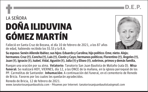DOÑA ILIDUVINA GÓMEZ MARTÍN