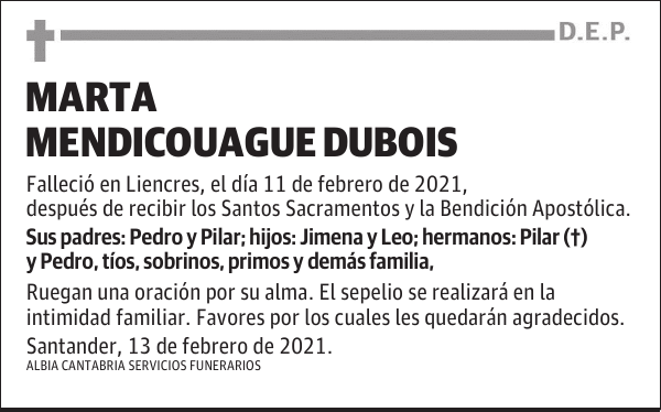 MARTA MENDICOUAGUE DUBOIS