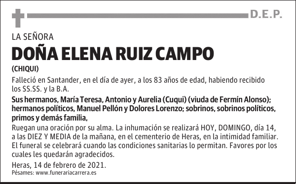 DOÑA ELENA RUIZ CAMPO