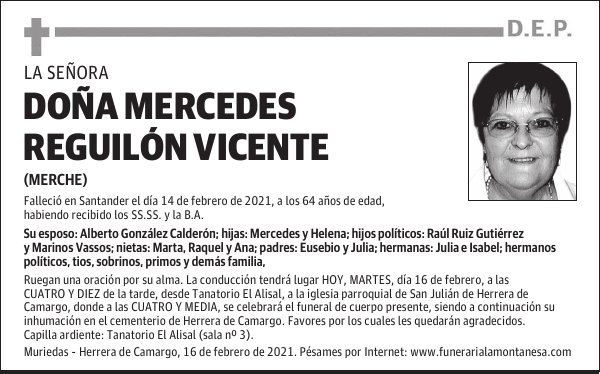 DOÑA MERCEDES REGUILÓN VICENTE