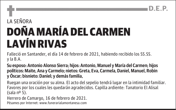 DOÑA MARÍA DEL CARMEN LAVÍN RIVAS