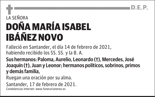 DOÑA MARÍA ISABEL IBÁÑEZ NOVO