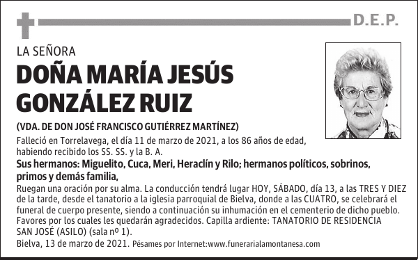 DOÑA MARÍA JESÚS GONZÁLEZ RUIZ