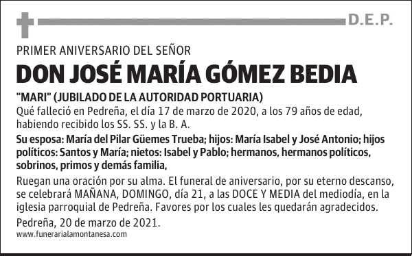 DON JOSÉ MARÍA GÓMEZ BEDIA