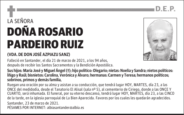 DOÑA ROSARIO PARDEIRO RUIZ