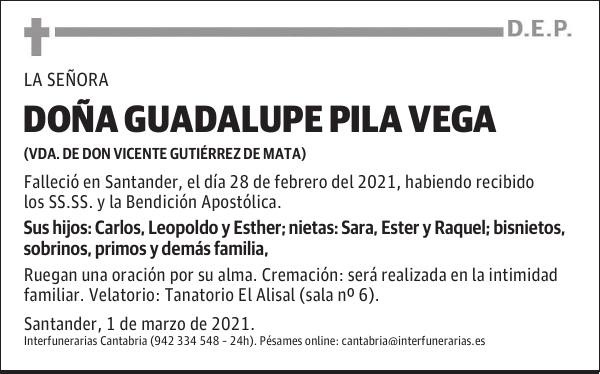 DOÑA GUADALUPE PILA VEGA