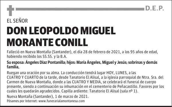 DON LEOPOLDO MIGUEL MORANTE CONILL