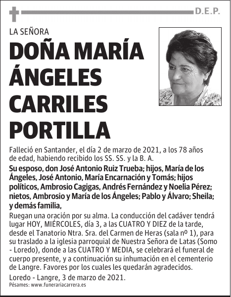 DOÑA MARÍA ÁNGELES CARRILES PORTILLA