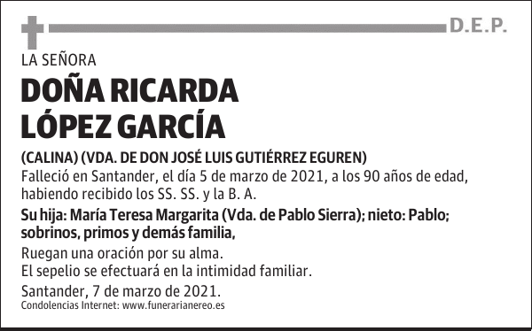 DOÑA RICARDA LÓPEZ GARCÍA
