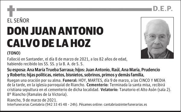 DON JUAN ANTONIO CALVO DE LA HOZ