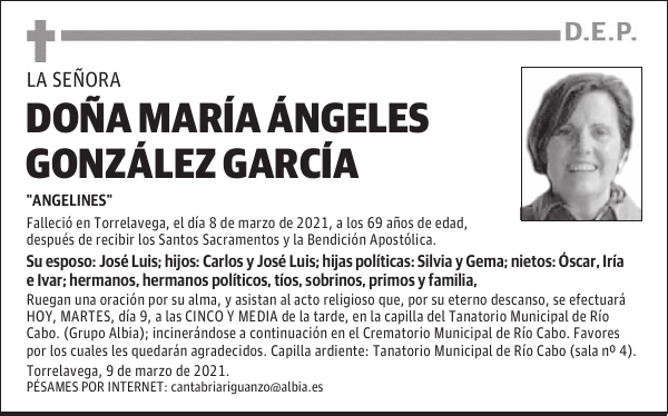 DOÑA MARÍA ÁNGELES GONZÁLEZ GARCÍA