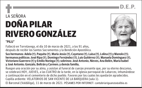 DOÑA PILAR RIVERO GONZÁLEZ