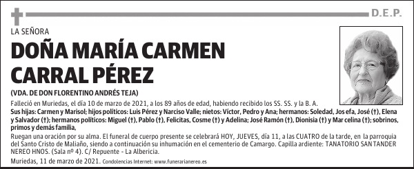 DOÑA MARÍA CARMEN CARRAL PÉREZ
