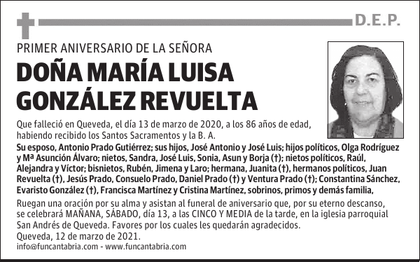 DOÑA MARÍA LUISA GONZÁLEZ REVUELTA