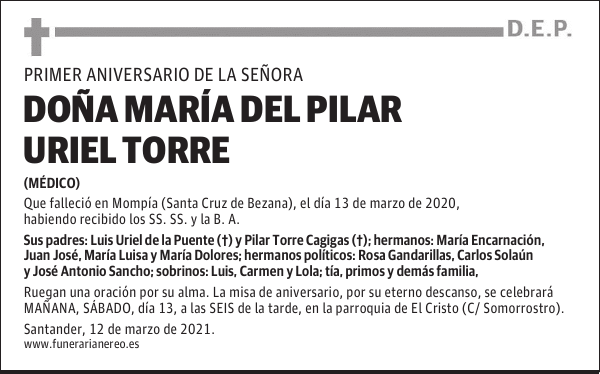 DOÑA MARÍA DEL PILAR URIEL TORRE