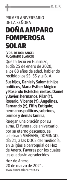 DOÑA AMPARO FOMPEROSA SOLAR
