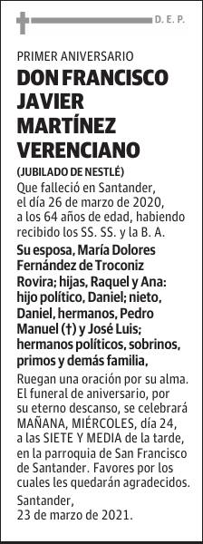 DON FRANCISCO JAVIER MARTÍNEZ VERENCIANO
