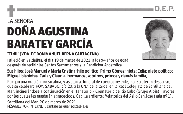 DOÑA AGUSTINA BARATEY GARCÍA