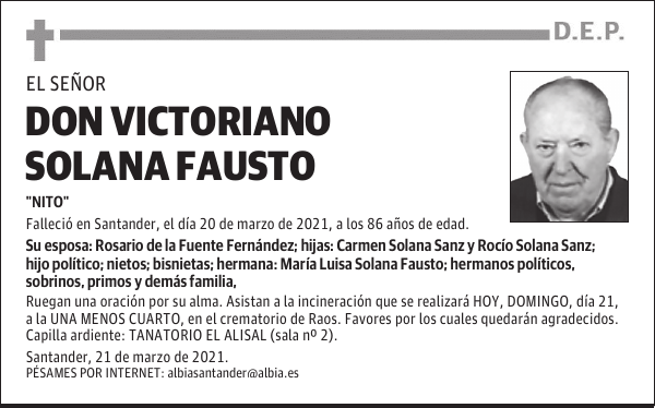DON VICTORIANO SOLANA FAUSTO