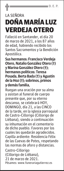 DOÑA MARÍA LUZ VERDEJA OTERO