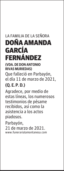DOÑA AMANDA GARCÍA FERNÁNDEZ