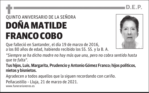 DOÑA MATILDE FRANCO COBO