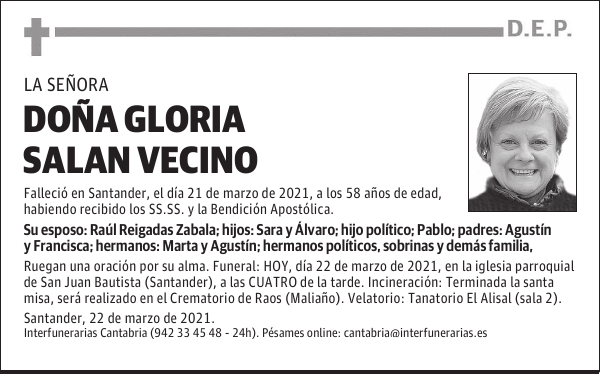 DOÑA GLORIA SALAN VECINO