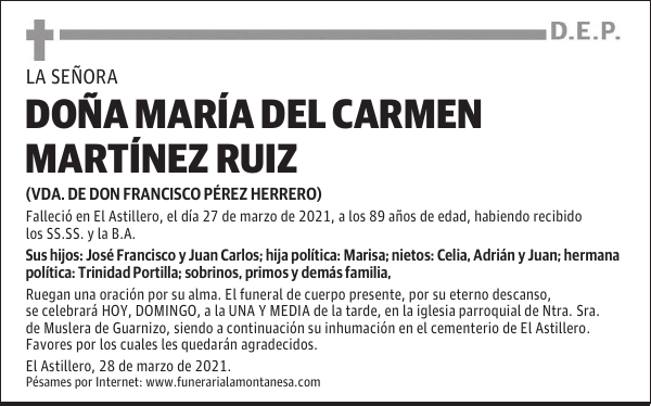 DOÑA MARÍA DEL CARMEN MARTÍNEZ RUIZ