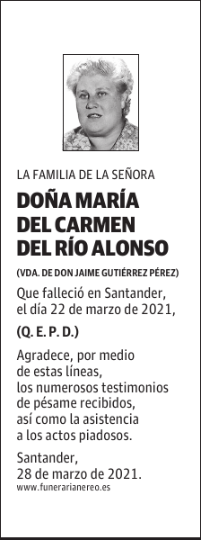 DOÑA MARÍA DEL CARMEN DEL RÍO ALONSO