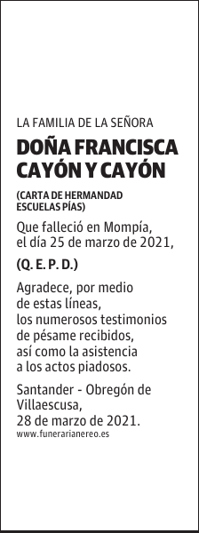 DOÑA FRANCISCA CAYÓN Y CAYÓN