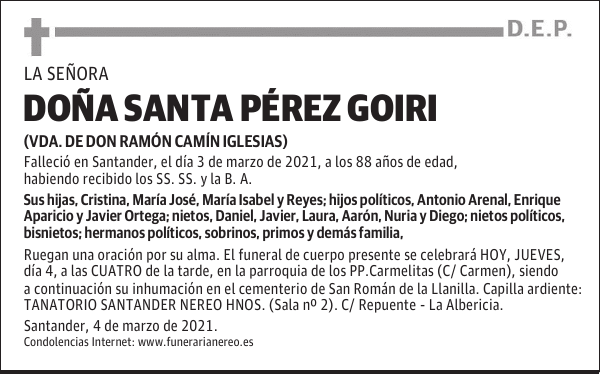 DOÑA SANTA PÉREZ GOIRI