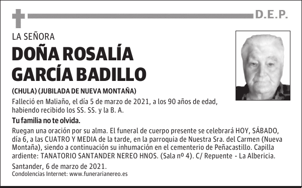 DOÑA ROSALÍA GARCÍA BADILLO