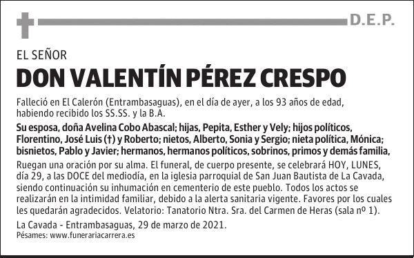 DON VALENTÍN PÉREZ CRESPO