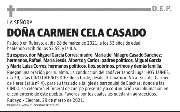 DOÑA CARMEN CELA CASADO