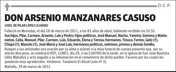 DON ARSENIO MANZANARES CASUSO
