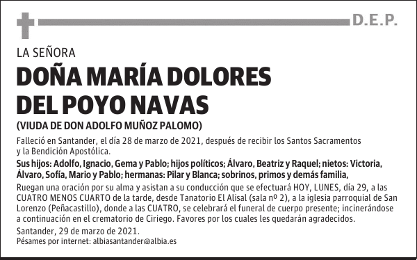 DOÑA MARÍA DOLORES DEL POYO NAVAS