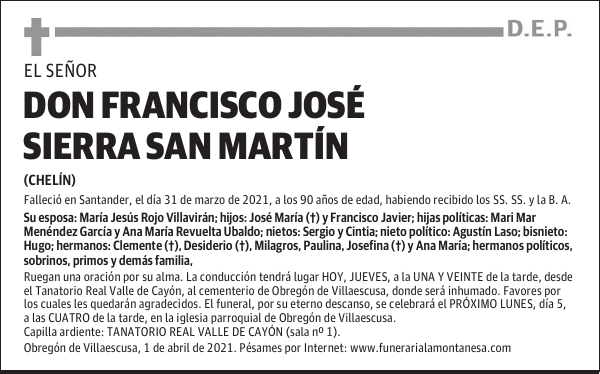 DON FRANCISCO JOSÉ SIERRA SAN MARTÍN