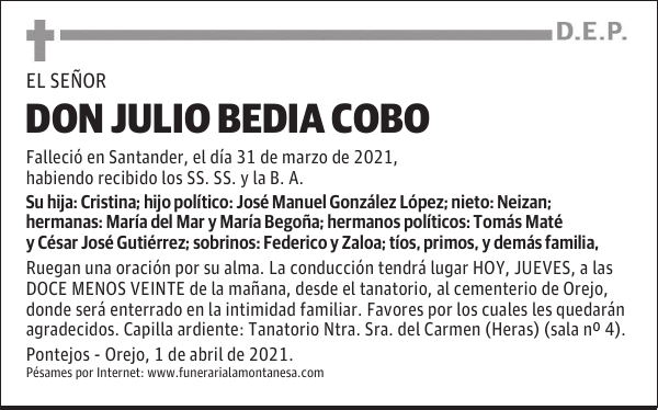 DON JULIO BEDIA COBO