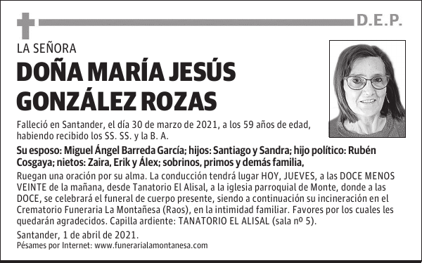 DOÑA MARÍA JESÚS GONZÁLEZ ROZAS