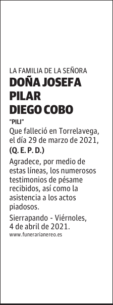 DOÑA JOSEFA PILAR DIEGO COBO