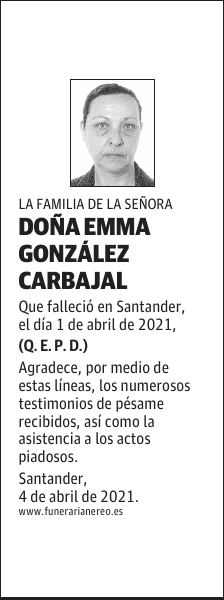 DOÑA EMMA GONZÁLEZ CARBAJAL