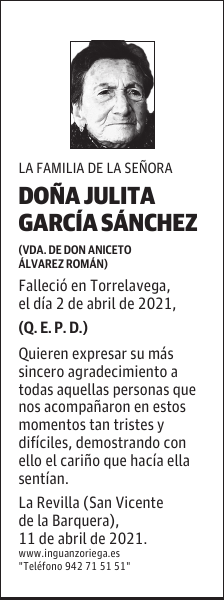 DOÑA JULITA GARCÍA SÁNCHEZ