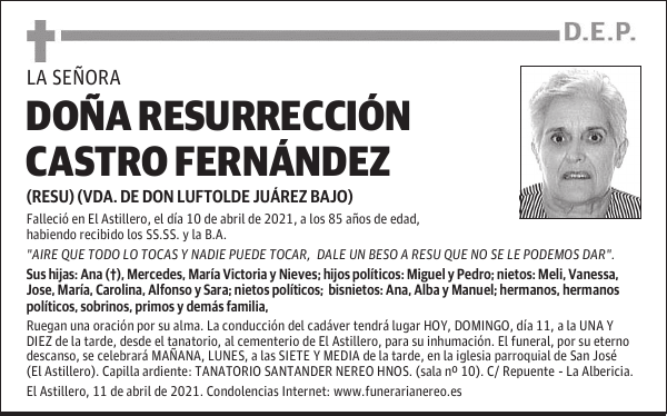 DOÑA RESURRECCIÓN CASTRO FERNÁNDEZ