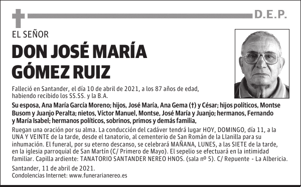DON JOSÉ MARÍA GÓMEZ RUIZ