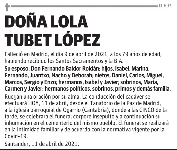 DOÑA LOLA TUBET LÓPEZ