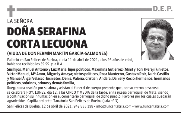 DOÑA SERAFINA CORTA LECUONA