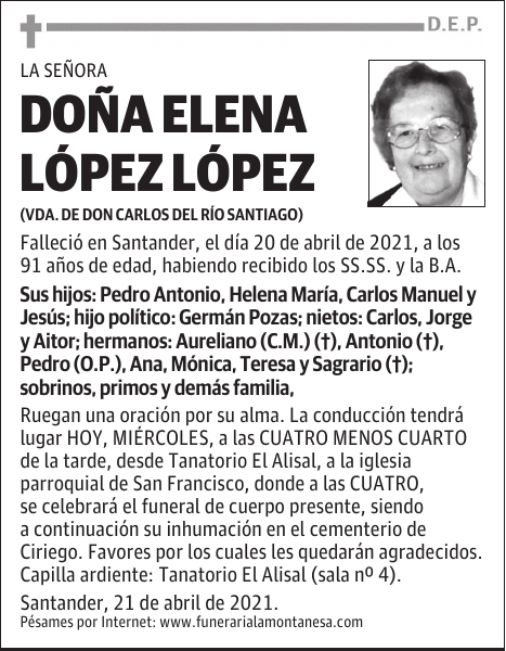 DOÑA ELENA LÓPEZ LÓPEZ